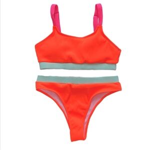 SHEIN Color Blocked Ribbed Knit Bikini Set Woman’s size L